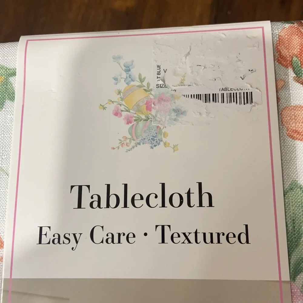 NEW EASTER TABLECLOTH 60” x 104” EASY CARE FLORAL EASTER EGGS SPRING